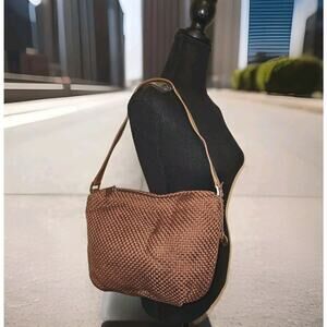 The SAK Women's Lola Brown Textured Fabric Woven Shoulder Bag 13x11 EUC